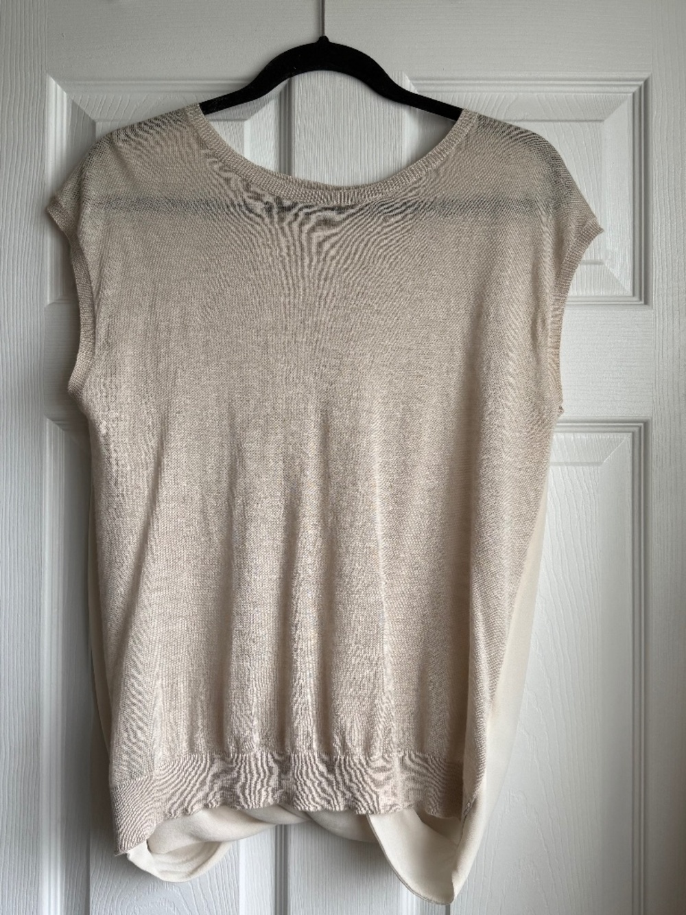 DKNYC Cream Draped Open Keyhole Back Sleeveless Blouse
